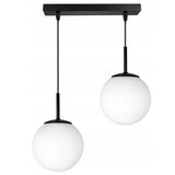 Hanglamp Stellar zwart wit modern met 2 opaalglazen bollen