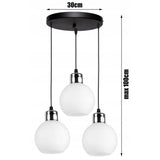 Witte hanglamp 3-lichts met glazen bollen voor woonkamer