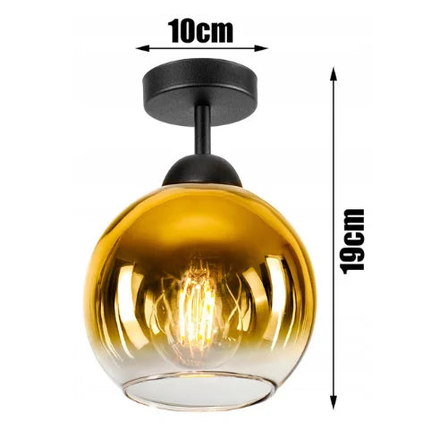 plafondlamp industrieel met goud en glas voor woonkamer