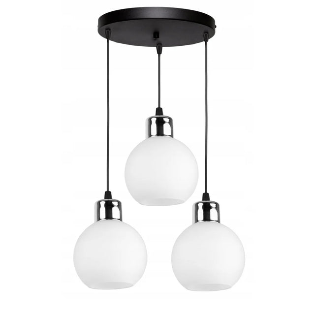 Witte hanglamp 3-lichts met glazen bollen voor woonkamer