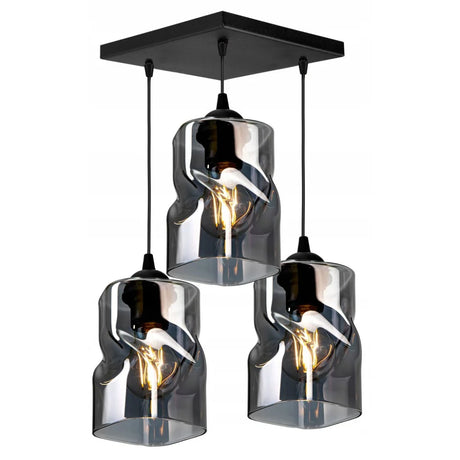 vierkante industriële glazen hanglamp met E27 fittingen