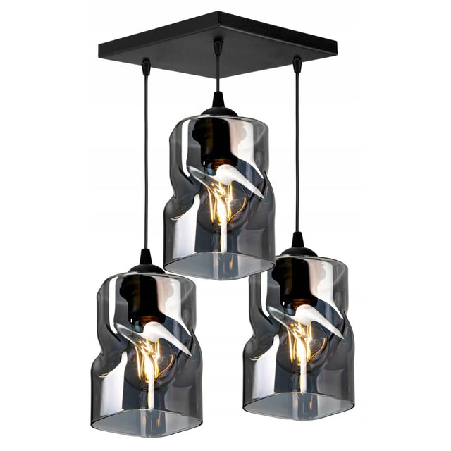 vierkante industriële glazen hanglamp met E27 fittingen