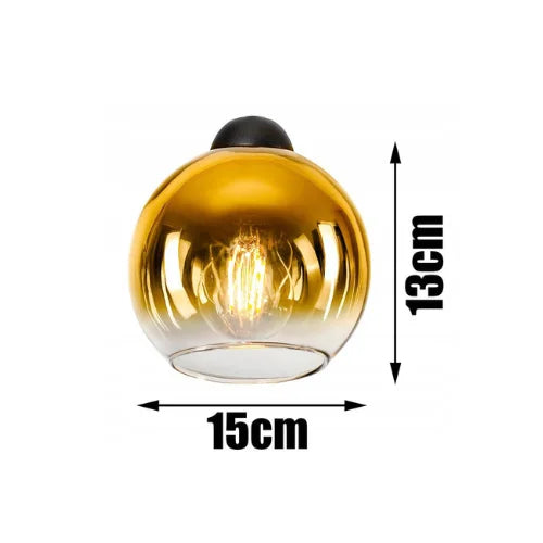 Hanglamp industrieel 4-lichts goud met ronde zwarte details