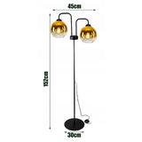 vloerlamp industrieel 2-lamps goud voor woonkamer of hal