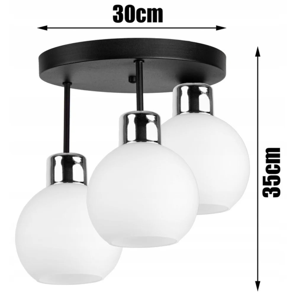 plafondlamp wit met drie moderne witte lampenkappen