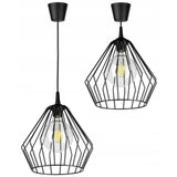 Zwarte hanglamp staal met geometrische diamantvorm