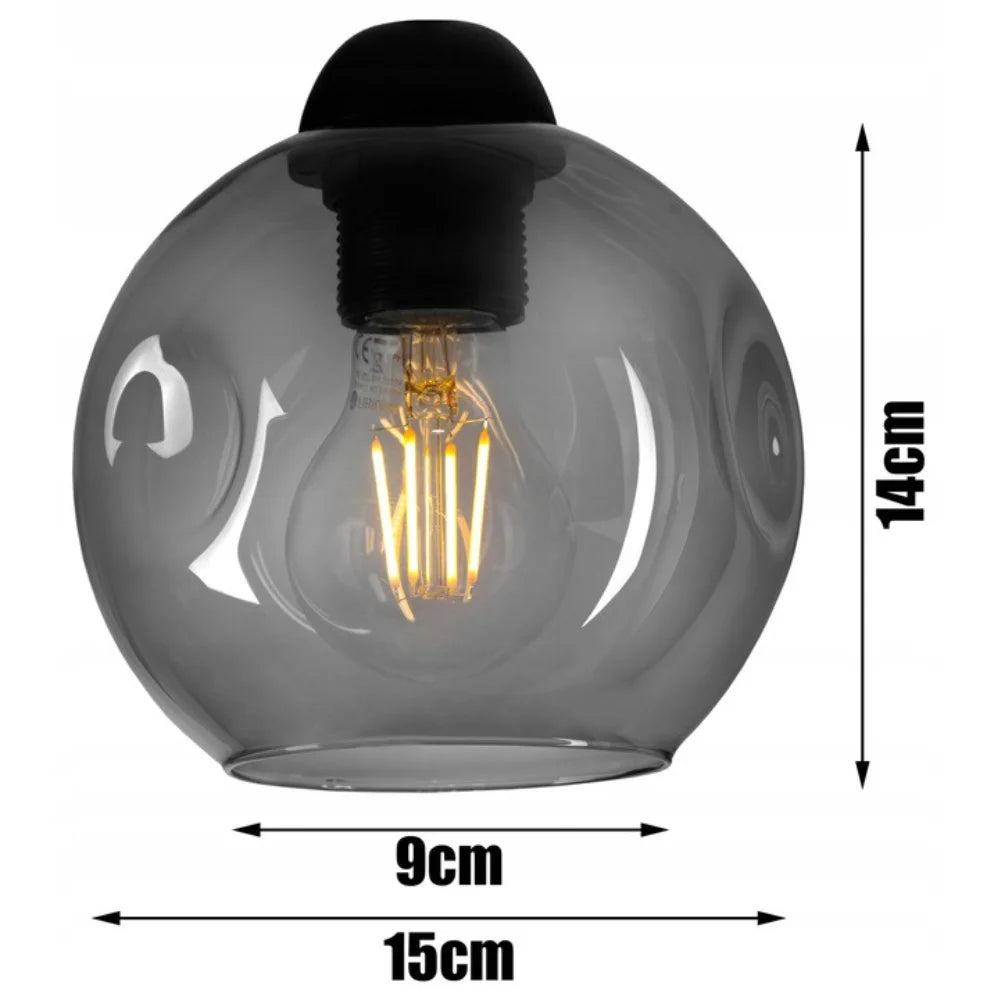 Smoke glas hanglamp met zwart frame en zes fittingen