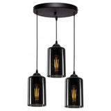 rookglas hanglamp zwart met smoke glas voor woonkamer