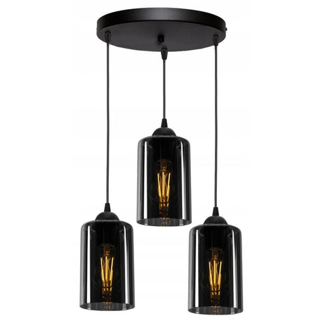 rookglas hanglamp zwart met smoke glas voor woonkamer
