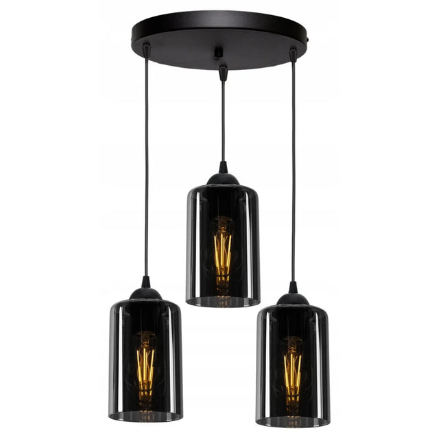 rookglas hanglamp zwart met smoke glas voor woonkamer