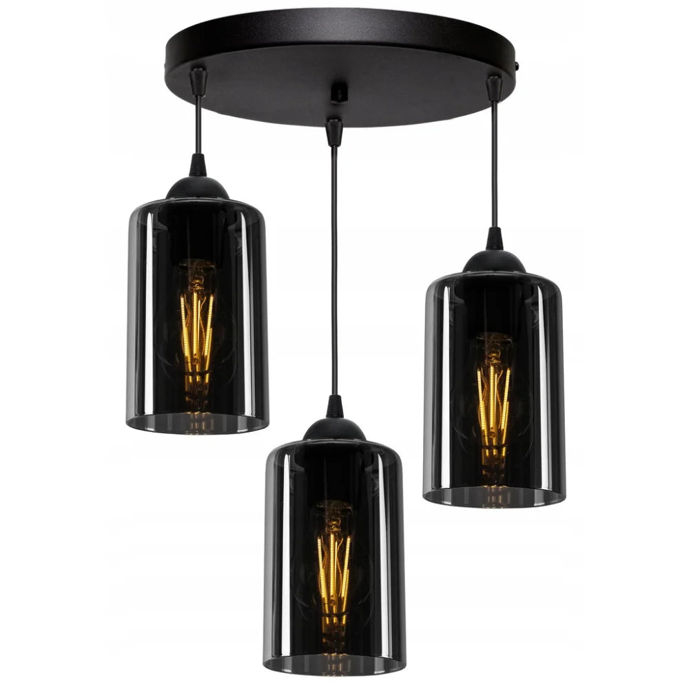 rookglas hanglamp zwart met smoke glas voor woonkamer