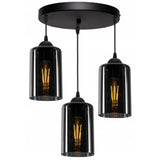 rookglas hanglamp zwart met smoke glas voor woonkamer