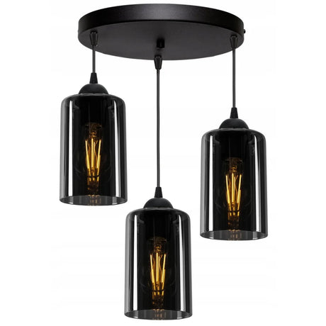rookglas hanglamp zwart met smoke glas voor woonkamer