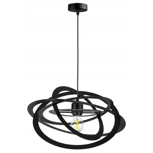 Zwarte hanglamp cirkelvorm met 1 lichtpunt E27 fitting