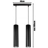 hanglamp zwart industrieel 2-lamps E27 boven eettafel