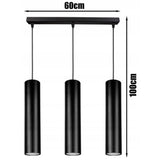 industriële hanglamp zwart 3-lichts voor eettafel