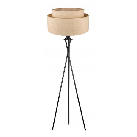 Beige staande lamp voor woonkamer met stoffen kap