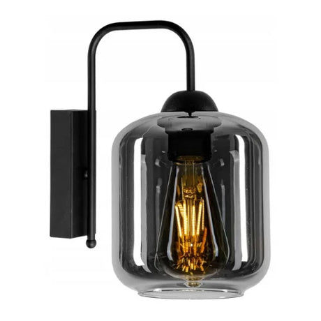 wandlamp industrieel zwart met smoke glas voor moderne ruimtes