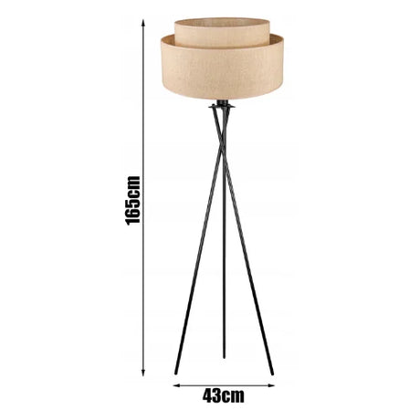 Beige staande lamp voor woonkamer met stoffen kap