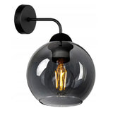 Wandlamp industrieel zwart met smoke glas voor woonkamer