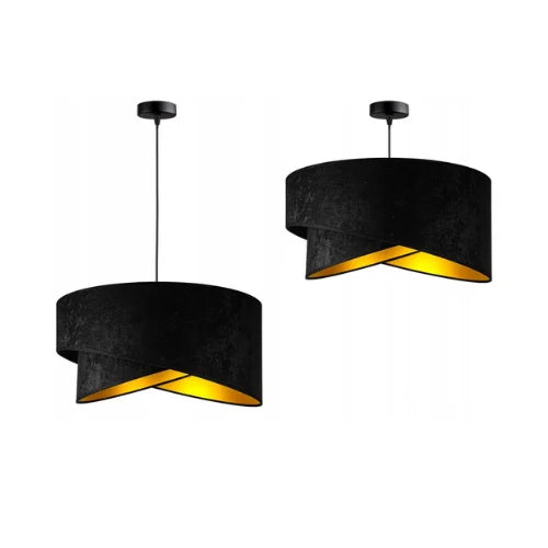 Zwarte hanglamp Blackgolden met stoffen kap en E27 fitting