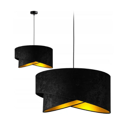 Zwarte hanglamp Blackgolden met stoffen kap en E27 fitting