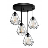 zwarte 4 lichts hanglamp industrieel boven eettafel