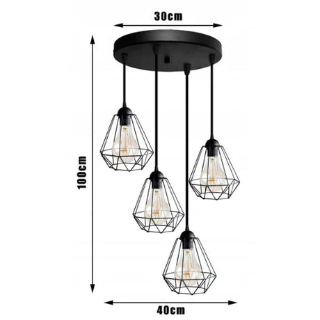 zwarte 4 lichts hanglamp industrieel boven eettafel
