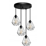 zwarte 4 lichts hanglamp industrieel boven eettafel