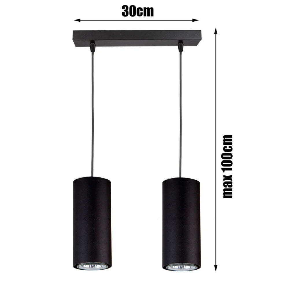 Hanglamp zwart industrieel met 2 E27 fittingen