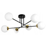 Plafondlamp industrieel zwart met witte bollen woonkamer