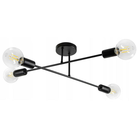 plafondlamp industrieel zwart rond woonkamer 4-lamps