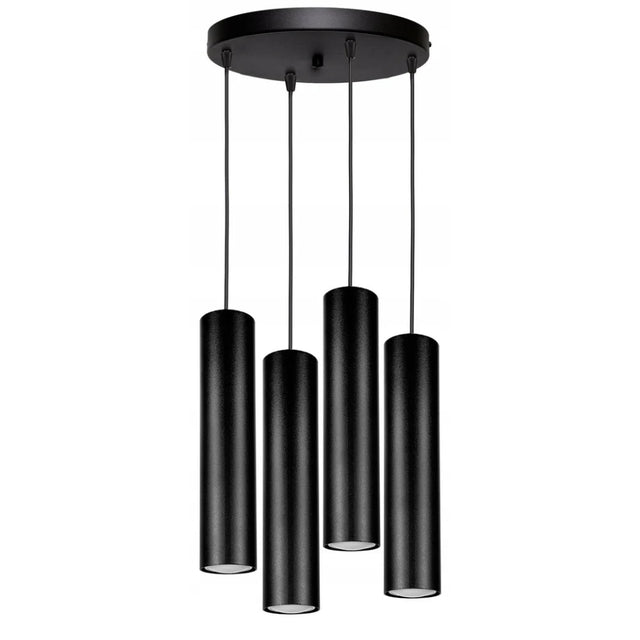 Hanglamp zwart industrieel voor ronde eettafel 4-lamps