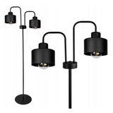 Staande lamp industrieel zwart met dubbele lichtbronnen