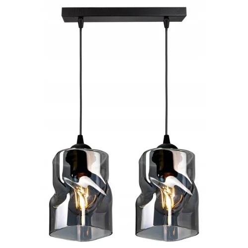 Hanglamp industrieel 2 lampen zwart metaal Twistlux