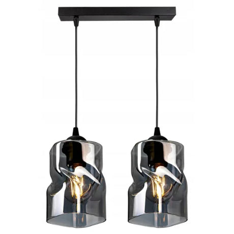 Hanglamp industrieel 2 lampen zwart metaal Twistlux
