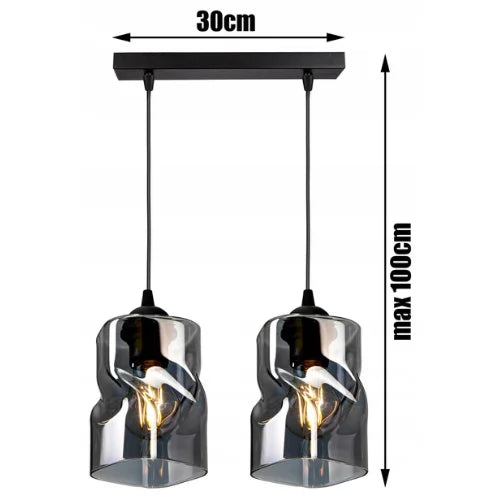Industriel pendellampe med 2 lamper 'Twistlux' 