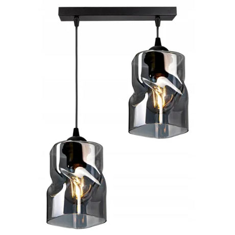 Hanglamp industrieel 2 lampen zwart metaal Twistlux