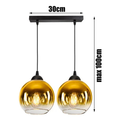 Hanglamp 2 lampen goud industrieel voor eettafel of hal
