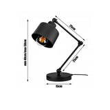 Tafellamp industrieel met metalen frame en warme lichtkleur