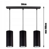langwerpige hanglamp zwart industrieel 3-lichts eettafel