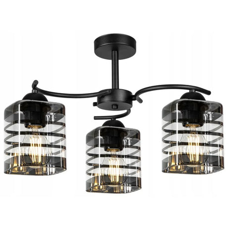 Plafondlamp langwerpig 3-lamps glas woonkamer eetkamer