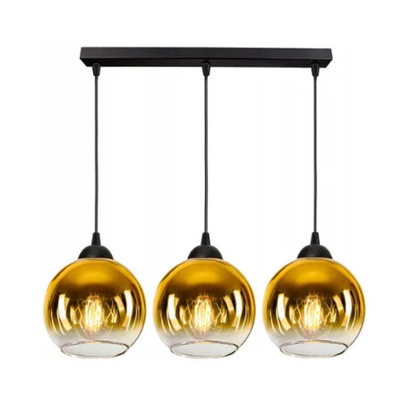 Langwerpige 3-lichts hanglamp goud eetkamer industrieel