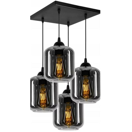 4 lichts glazen hanglamp industrieel voor eettafel of hal