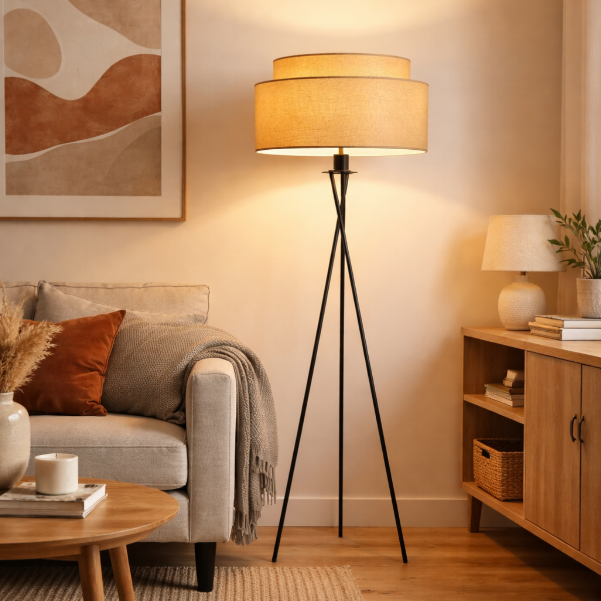 Gulvlampe med stofskærm 'Beach Sand' 