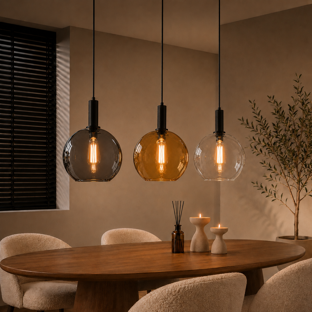 Hanglamp Janneke – 3 Lichts Glazen Bollen
