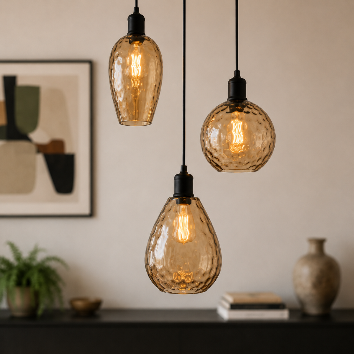 Design Hanglamp Almira – Amber Glas
