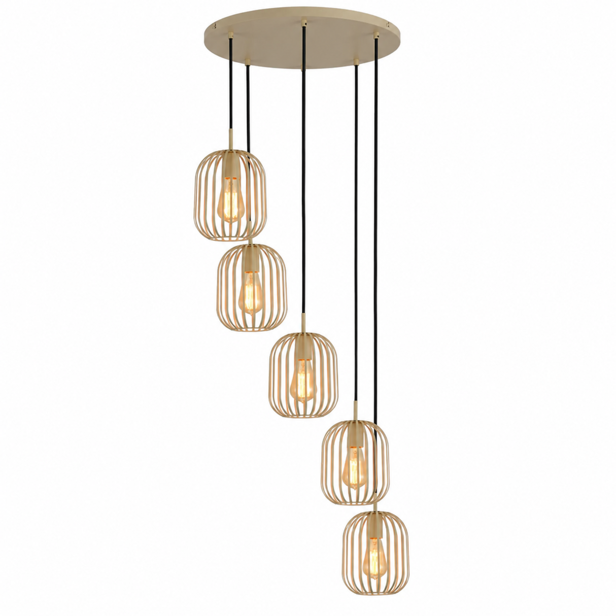 Hanglamp - Beige - 5 Lichts - Woonkamer - Eetkamer - Nova