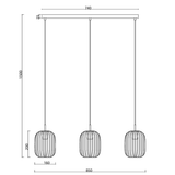 Hanglamp - Beige - 3 Lichts - Langwerpig - Woonkamer - Eetkamer - Nova