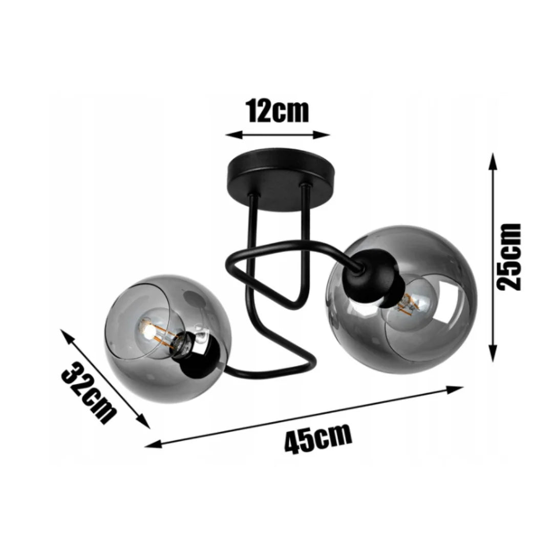 plafondlamp industrieel zwart met smoke glas woonkamer